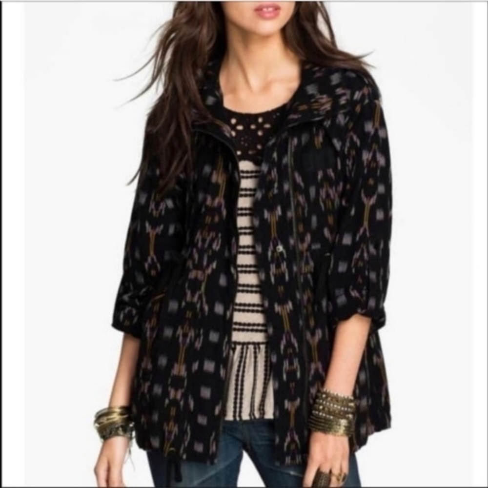 Free People Small Ikat Utility Jacket Woven Parka Hood coat